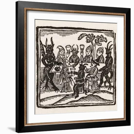 Dining with Demons, Witches at a Sabbat Sit Down to Supper with the Devil and His Companions-null-Framed Photographic Print