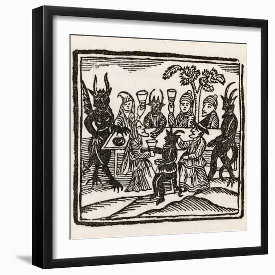 Dining with Demons, Witches at a Sabbat Sit Down to Supper with the Devil and His Companions-null-Framed Photographic Print