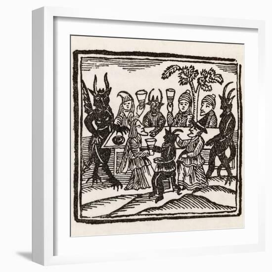 Dining with Demons, Witches at a Sabbat Sit Down to Supper with the Devil and His Companions-null-Framed Photographic Print