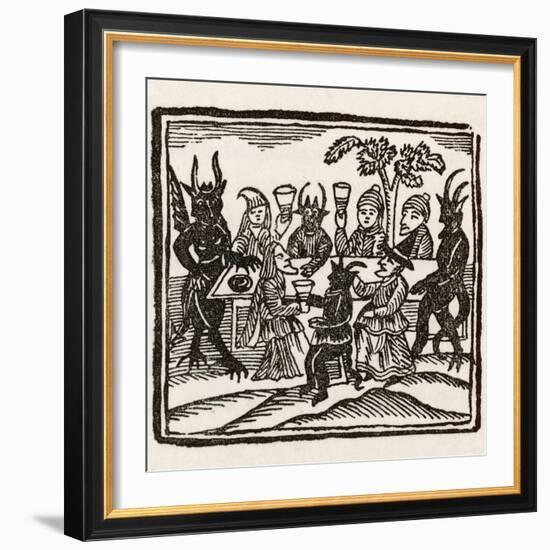 Dining with Demons, Witches at a Sabbat Sit Down to Supper with the Devil and His Companions-null-Framed Photographic Print