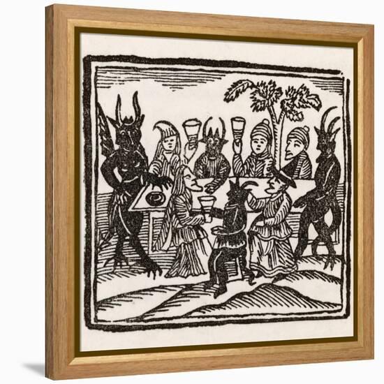 Dining with Demons, Witches at a Sabbat Sit Down to Supper with the Devil and His Companions-null-Framed Premier Image Canvas