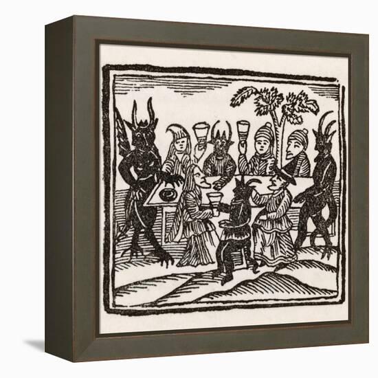 Dining with Demons, Witches at a Sabbat Sit Down to Supper with the Devil and His Companions-null-Framed Premier Image Canvas