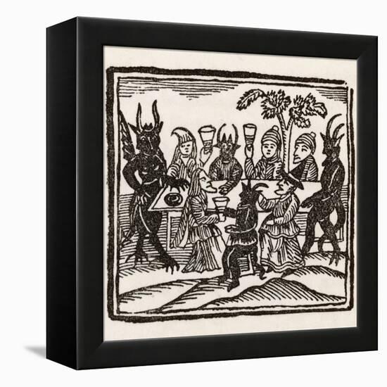 Dining with Demons, Witches at a Sabbat Sit Down to Supper with the Devil and His Companions-null-Framed Premier Image Canvas