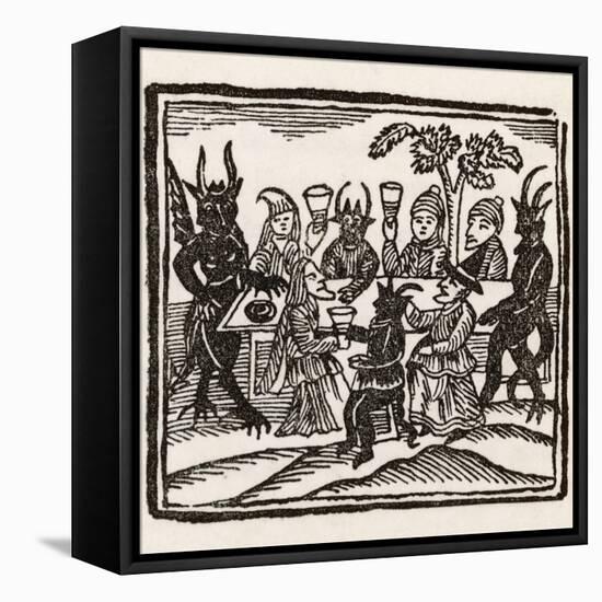 Dining with Demons, Witches at a Sabbat Sit Down to Supper with the Devil and His Companions-null-Framed Premier Image Canvas