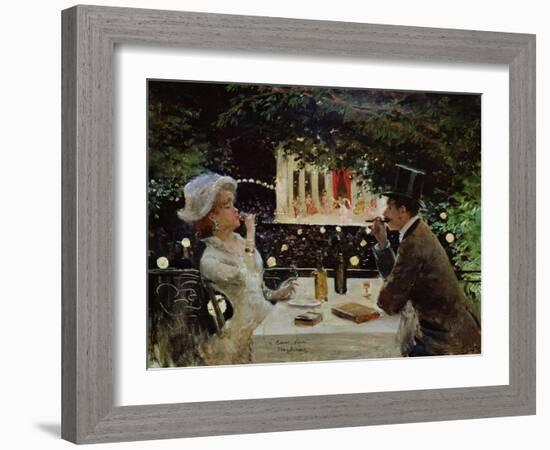 Dinner at Les Ambassadeurs, c.1882-Jean Béraud-Framed Giclee Print