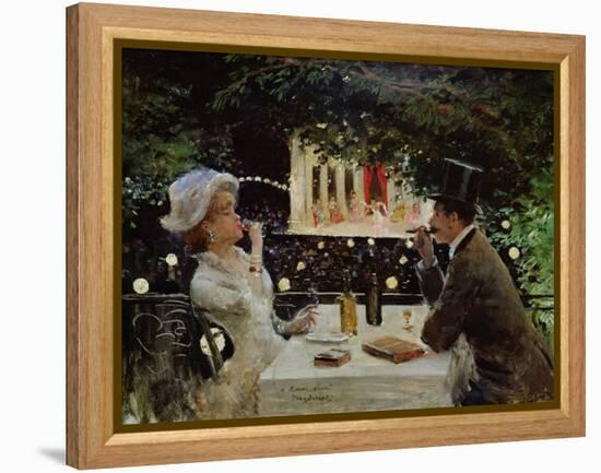 Dinner at Les Ambassadeurs, c.1882-Jean Béraud-Framed Premier Image Canvas