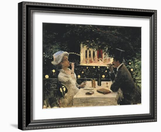 Dinner at Les Ambassadeurs-Jean Béraud-Framed Art Print