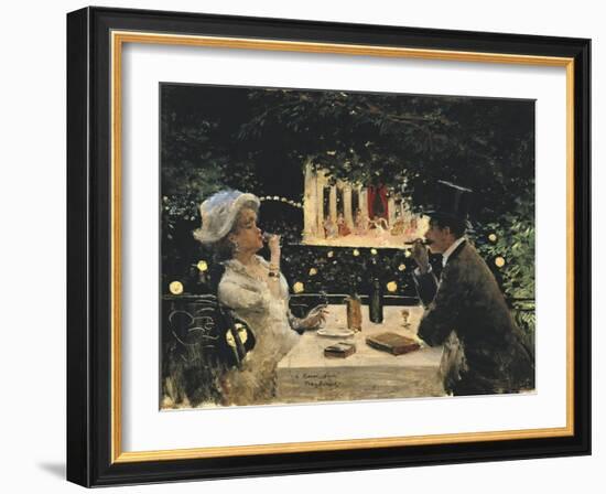 Dinner at Les Ambassadeurs-Jean Béraud-Framed Art Print