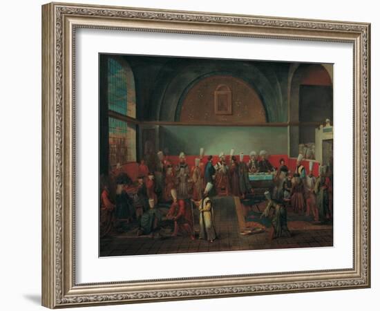 Dinner at the Palace in Honour of an Ambassador, 1720S-Jean-Baptiste Vanmour-Framed Giclee Print