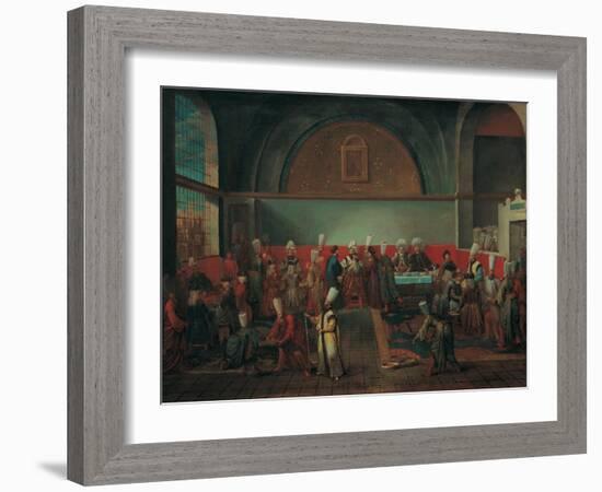 Dinner at the Palace in Honour of an Ambassador, 1720S-Jean-Baptiste Vanmour-Framed Giclee Print