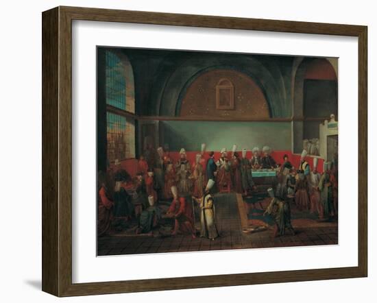 Dinner at the Palace in Honour of an Ambassador, 1720S-Jean-Baptiste Vanmour-Framed Giclee Print