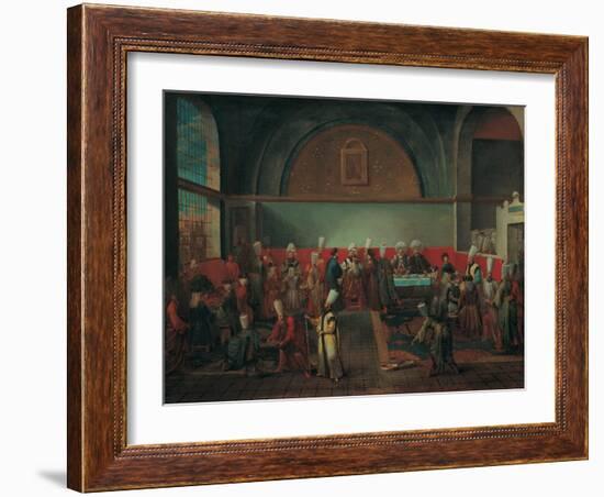 Dinner at the Palace in Honour of an Ambassador, 1720S-Jean-Baptiste Vanmour-Framed Giclee Print