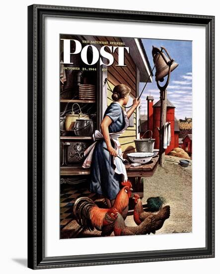 "Dinner Bell," Saturday Evening Post Cover, October 21, 1944-Stevan Dohanos-Framed Giclee Print