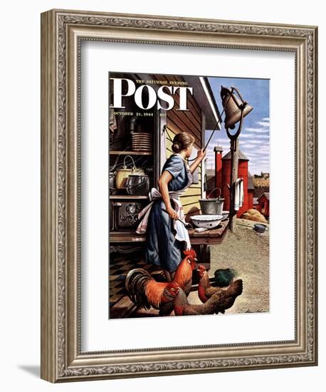 "Dinner Bell," Saturday Evening Post Cover, October 21, 1944-Stevan Dohanos-Framed Giclee Print