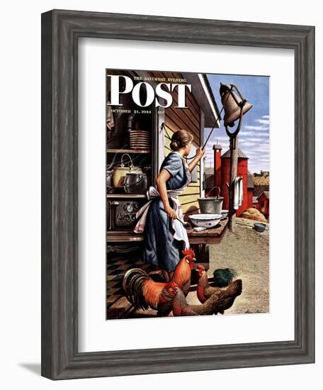 "Dinner Bell," Saturday Evening Post Cover, October 21, 1944-Stevan Dohanos-Framed Giclee Print