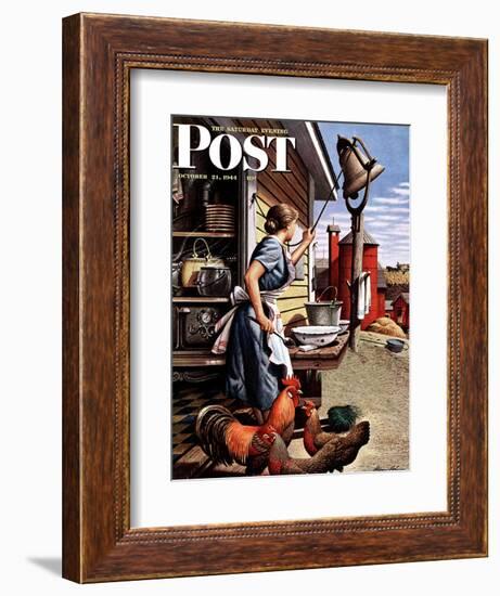 "Dinner Bell," Saturday Evening Post Cover, October 21, 1944-Stevan Dohanos-Framed Giclee Print