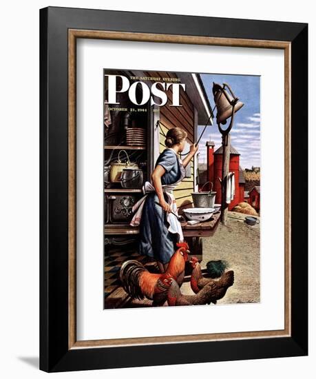 "Dinner Bell," Saturday Evening Post Cover, October 21, 1944-Stevan Dohanos-Framed Giclee Print