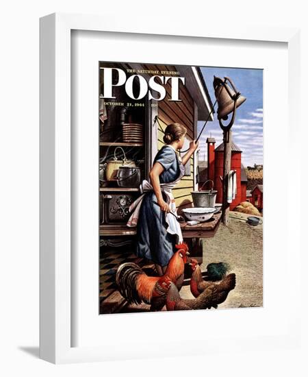 "Dinner Bell," Saturday Evening Post Cover, October 21, 1944-Stevan Dohanos-Framed Giclee Print