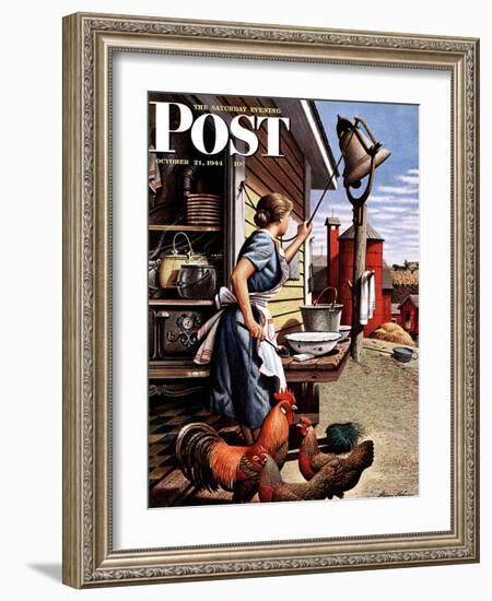 "Dinner Bell," Saturday Evening Post Cover, October 21, 1944-Stevan Dohanos-Framed Giclee Print