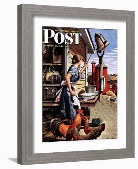 "Dinner Bell," Saturday Evening Post Cover, October 21, 1944-Stevan Dohanos-Framed Giclee Print