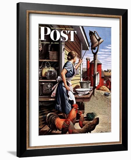 "Dinner Bell," Saturday Evening Post Cover, October 21, 1944-Stevan Dohanos-Framed Giclee Print