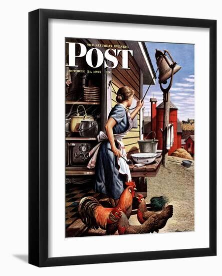 "Dinner Bell," Saturday Evening Post Cover, October 21, 1944-Stevan Dohanos-Framed Giclee Print