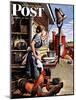 "Dinner Bell," Saturday Evening Post Cover, October 21, 1944-Stevan Dohanos-Mounted Giclee Print