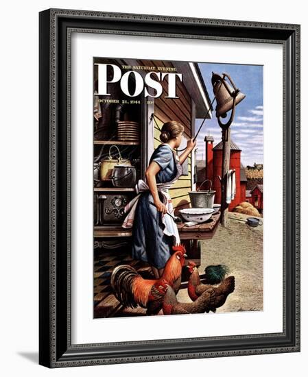 "Dinner Bell," Saturday Evening Post Cover, October 21, 1944-Stevan Dohanos-Framed Giclee Print