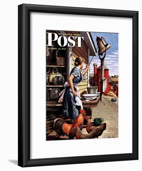 "Dinner Bell," Saturday Evening Post Cover, October 21, 1944-Stevan Dohanos-Framed Giclee Print