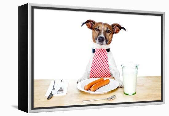 Dinner Meal at Table Dog-Javier Brosch-Framed Premier Image Canvas