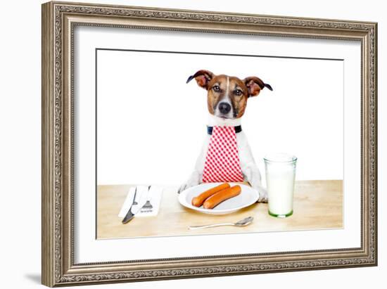 Dinner Meal at Table Dog-Javier Brosch-Framed Photographic Print