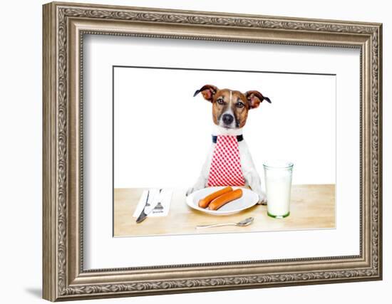 Dinner Meal at Table Dog-Javier Brosch-Framed Photographic Print