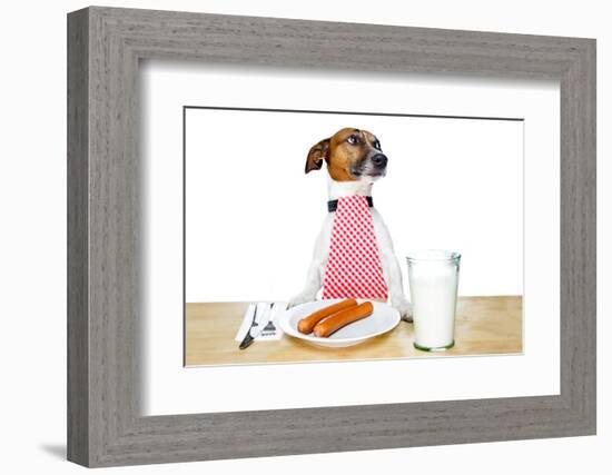 Dinner Meal at Table Dog-Javier Brosch-Framed Photographic Print