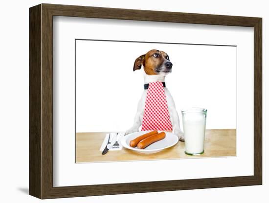 Dinner Meal at Table Dog-Javier Brosch-Framed Photographic Print