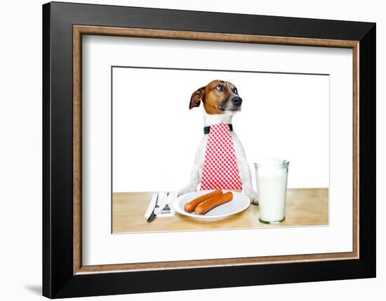 Dinner Meal at Table Dog-Javier Brosch-Framed Photographic Print