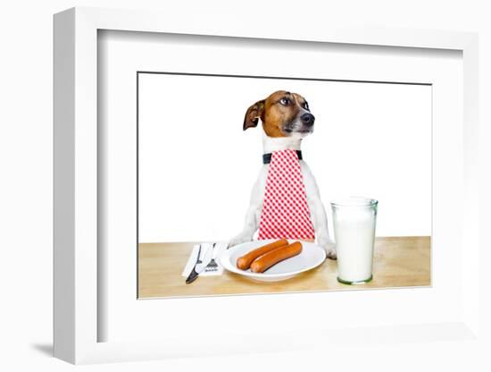 Dinner Meal at Table Dog-Javier Brosch-Framed Photographic Print