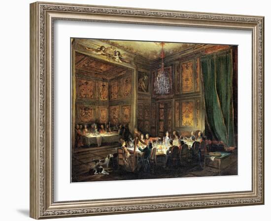 Dinner of the Prince of Conti (1717-76) in the Temple, 1766-Michel Barthélémy Ollivier-Framed Giclee Print