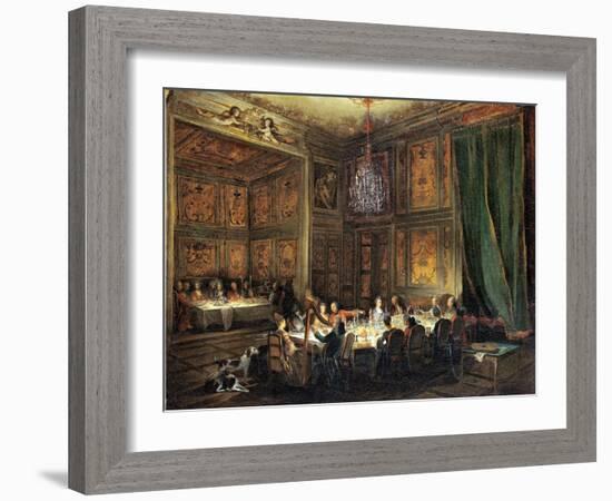 Dinner of the Prince of Conti (1717-76) in the Temple, 1766-Michel Barthélémy Ollivier-Framed Giclee Print