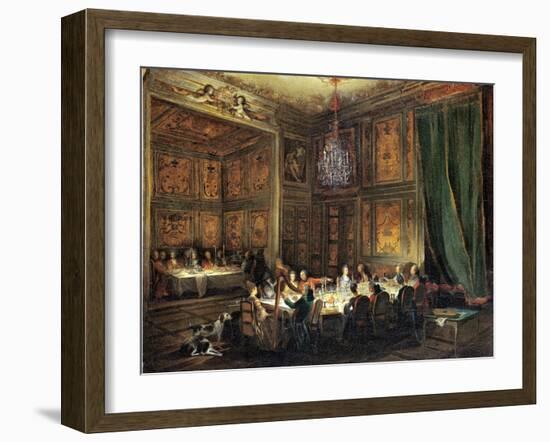 Dinner of the Prince of Conti (1717-76) in the Temple, 1766-Michel Barthélémy Ollivier-Framed Giclee Print