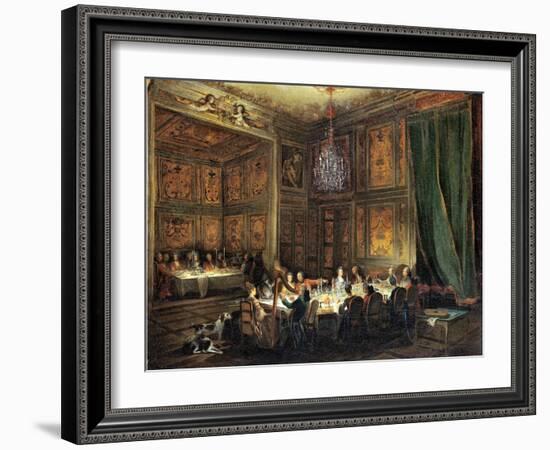 Dinner of the Prince of Conti (1717-76) in the Temple, 1766-Michel Barthélémy Ollivier-Framed Giclee Print