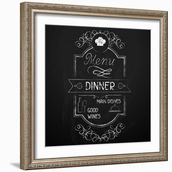 Dinner on the Restaurant Menu Chalkboard-incomible-Framed Art Print