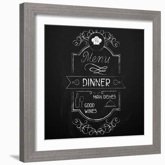 Dinner on the Restaurant Menu Chalkboard-incomible-Framed Art Print