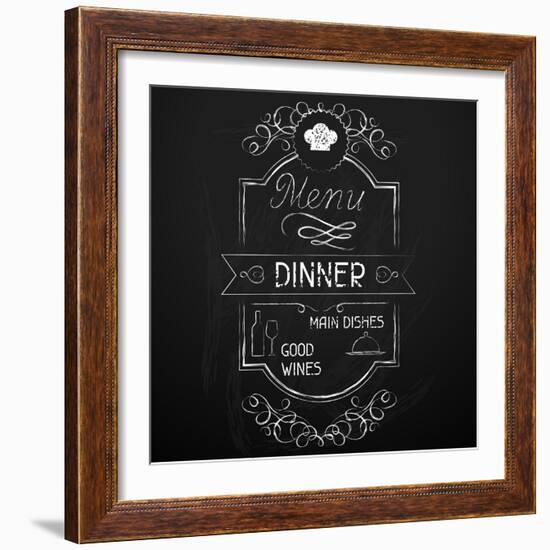 Dinner on the Restaurant Menu Chalkboard-incomible-Framed Art Print