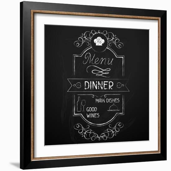 Dinner on the Restaurant Menu Chalkboard-incomible-Framed Art Print
