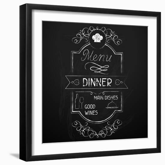 Dinner on the Restaurant Menu Chalkboard-incomible-Framed Art Print