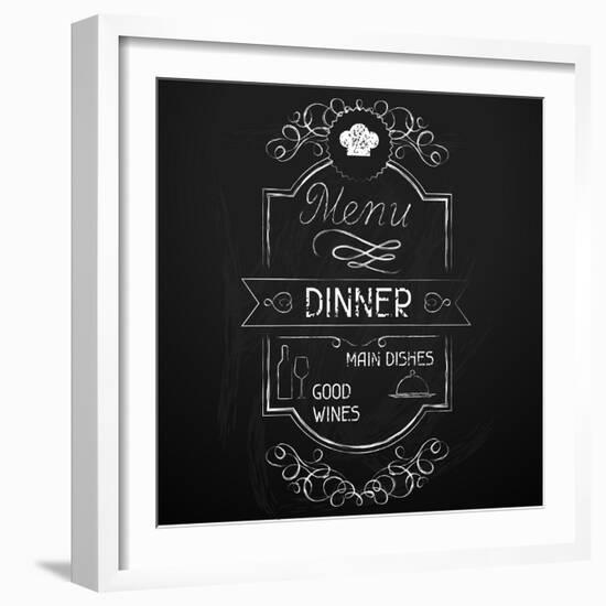 Dinner on the Restaurant Menu Chalkboard-incomible-Framed Art Print