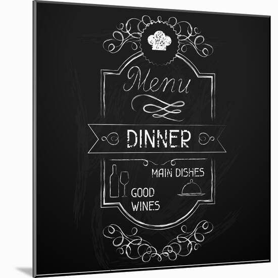 Dinner on the Restaurant Menu Chalkboard-incomible-Mounted Art Print