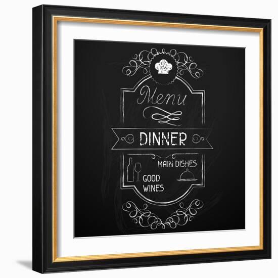 Dinner on the Restaurant Menu Chalkboard-incomible-Framed Art Print