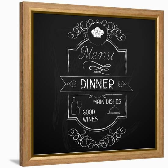 Dinner on the Restaurant Menu Chalkboard-incomible-Framed Stretched Canvas