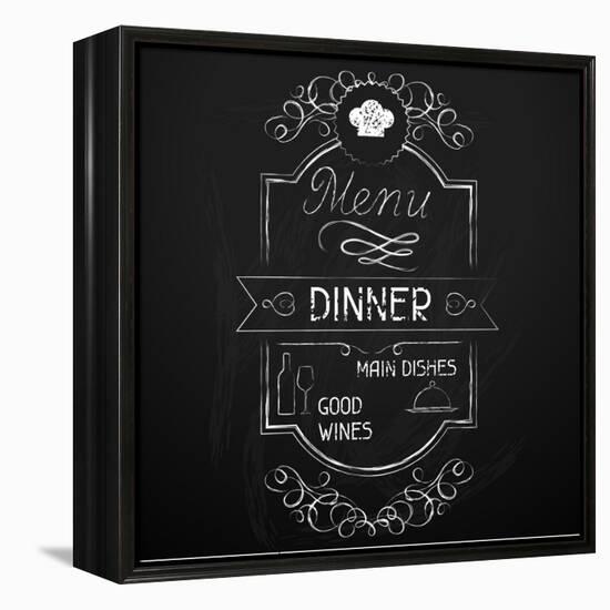 Dinner on the Restaurant Menu Chalkboard-incomible-Framed Stretched Canvas